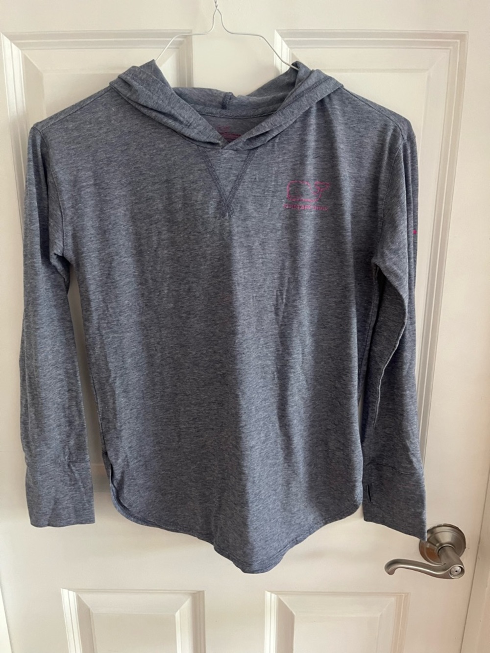 Kids Lightweight Heather Navy striped Hooded Long-Sleeve Top